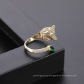 Fashion Wholesale Personality Leopard Head Design Gold Zircon Wedding Ring Men And Women Open Ring Jewelry